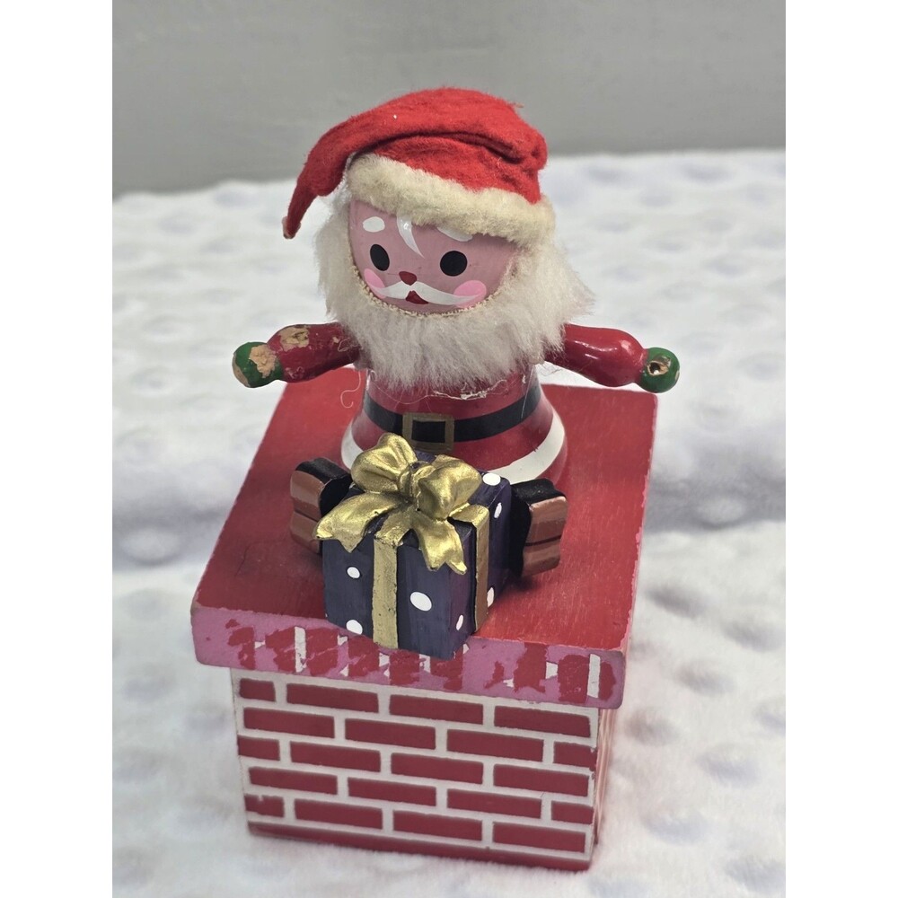 Vintage Kurt S. Adler Inc Santa Music Box Brick Chimney  Works 1977 Glue Read